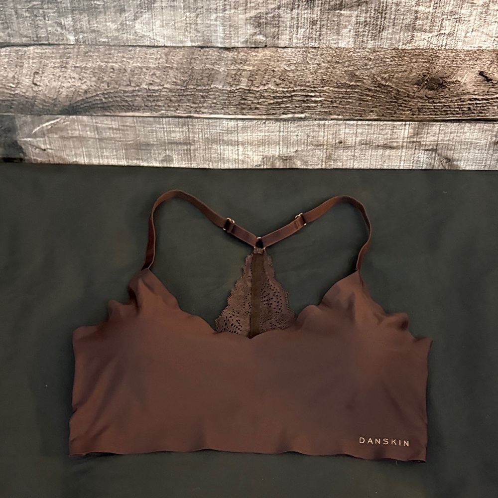 NWOT Danskin Brown Lace Racerback Bralette-M